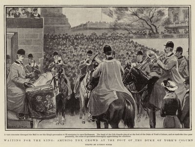En attendant le roi, amusant la foule au pied de la colonne du duc d